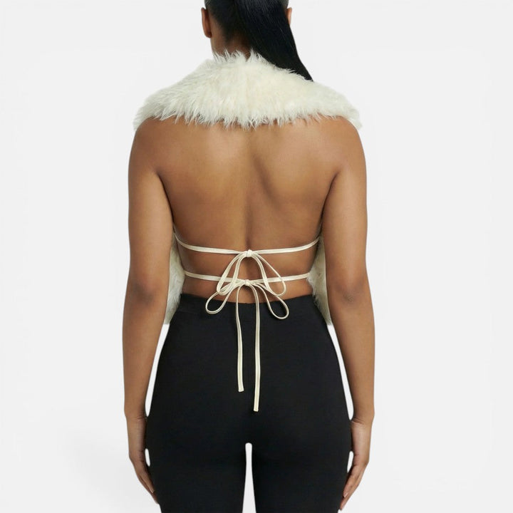 Maude - Women's Faux Fur Vest with Open Back