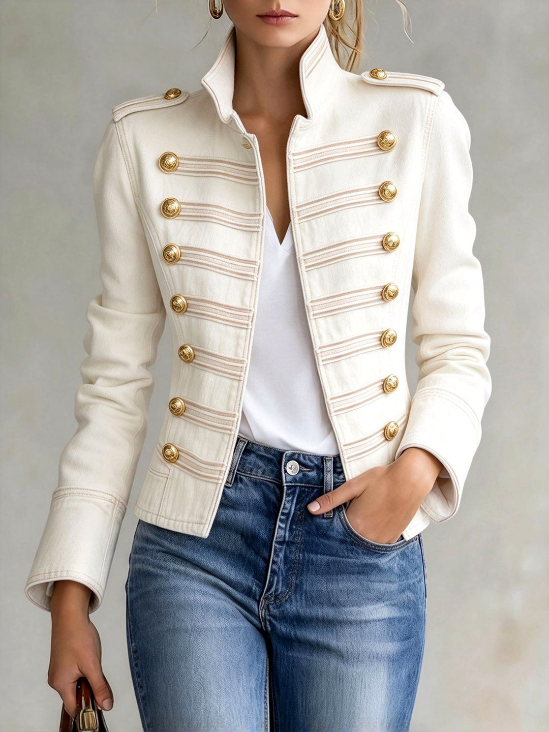 Mavis – Women’s Stand Collar Button Front Jacket 4
