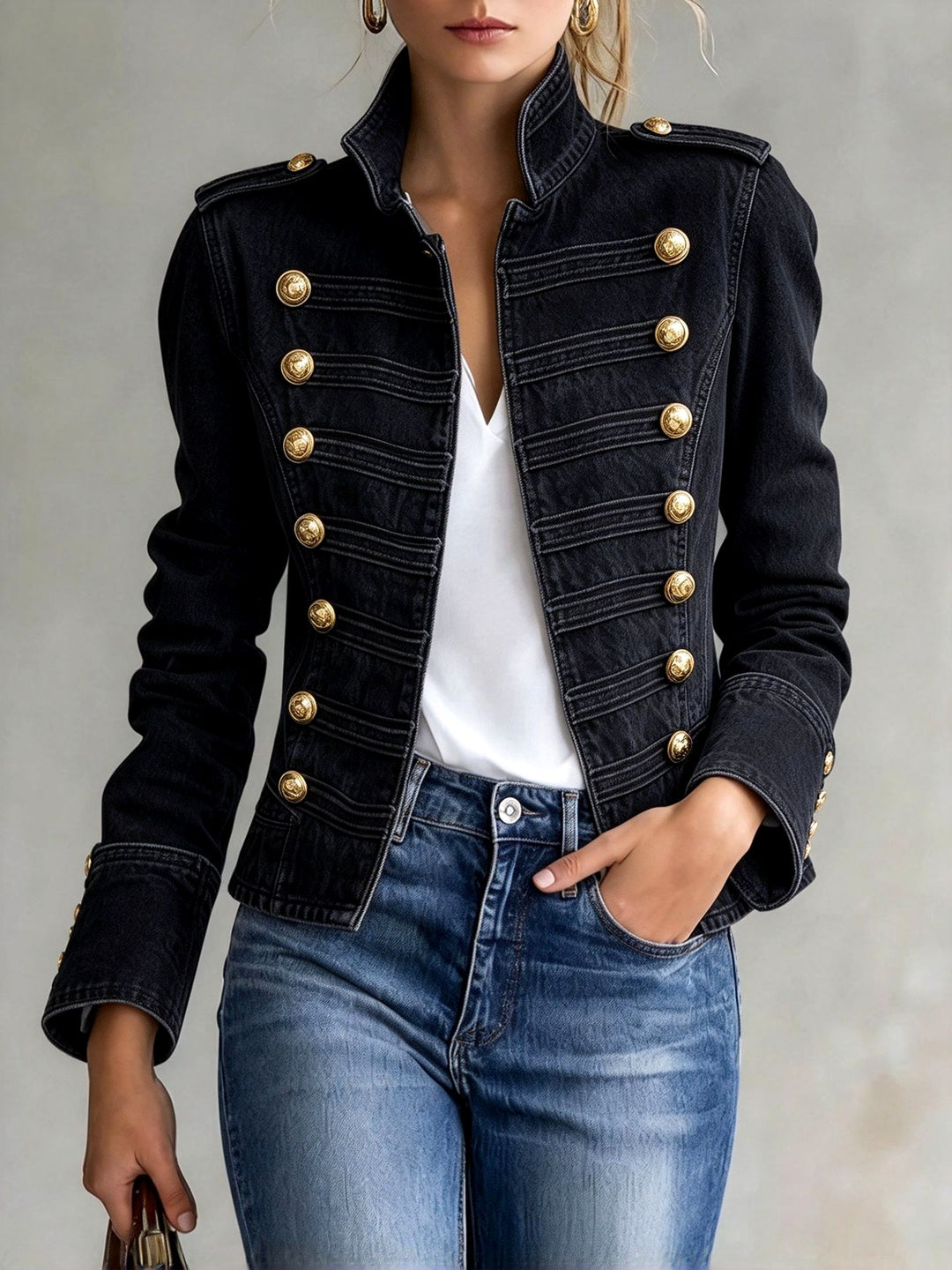 Mavis – Women’s Stand Collar Button Front Jacket 5