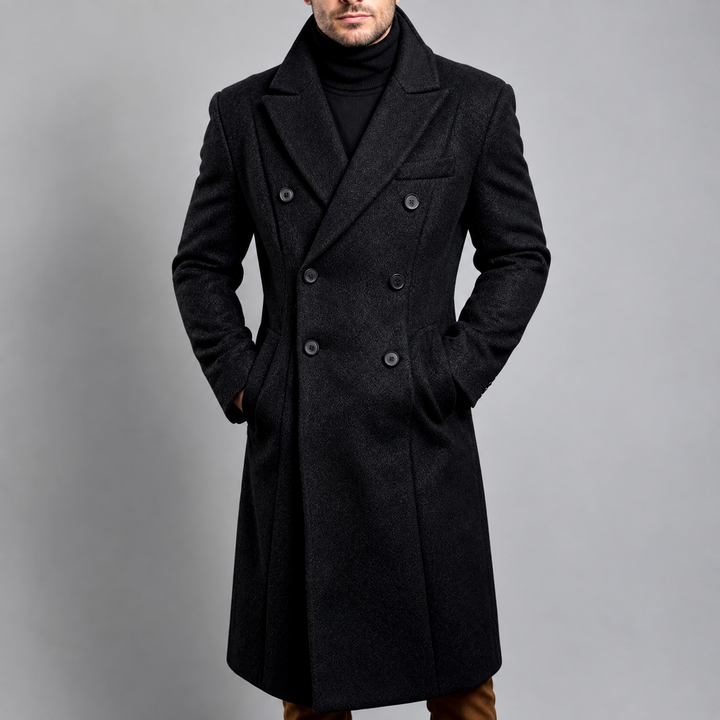 Maxwell - Men's Double-Breasted Long Wool Coat
