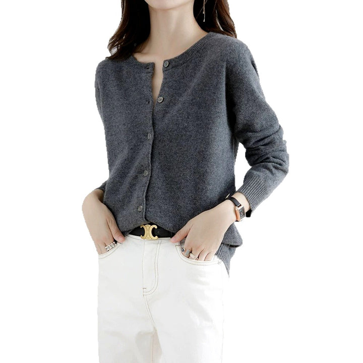 Meredith - Women's Button-Front Crew Neck Knit Cardigan 6