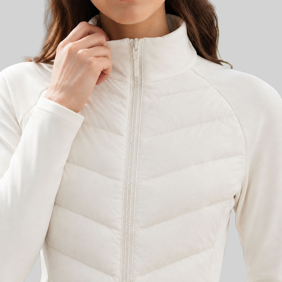 Meryl - Women's High-Neck Zip-Up Chevron Quilted Jacket