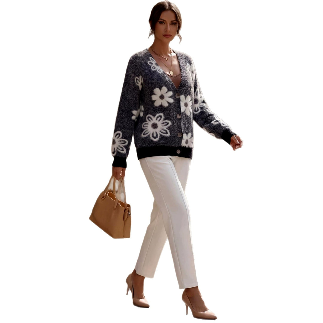 Micah - Women's Floral V-Neck Knit Cardigan 10