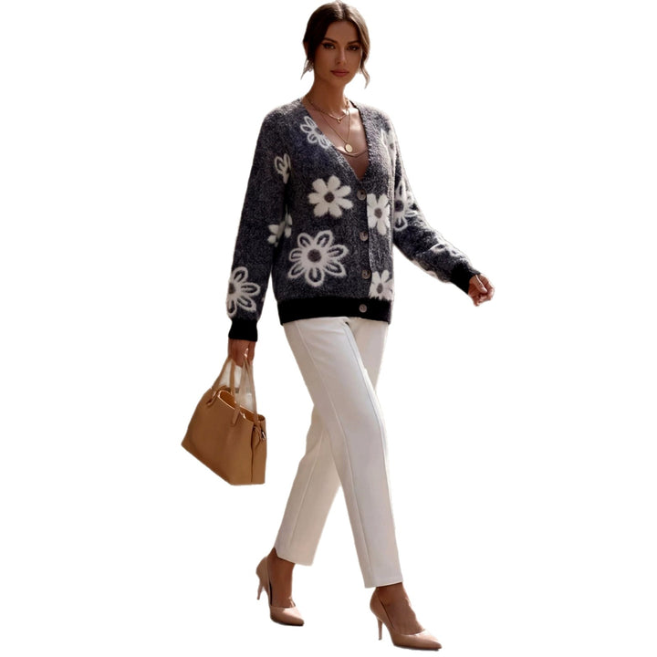 Micah - Women's Floral V-Neck Knit Cardigan 10