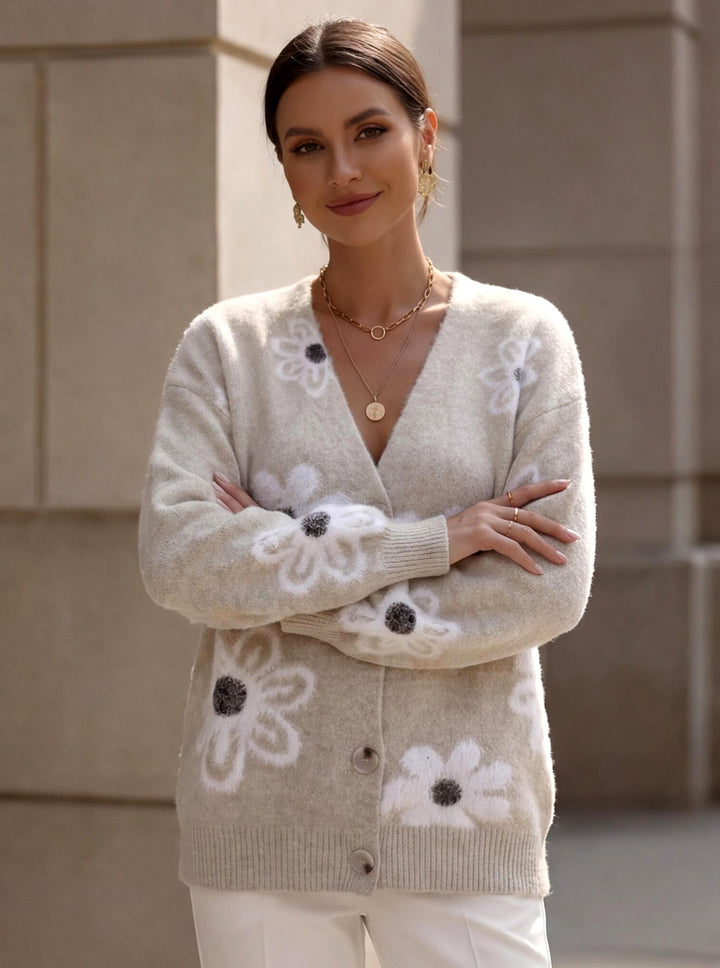 Micah - Women's Floral V-Neck Knit Cardigan 5