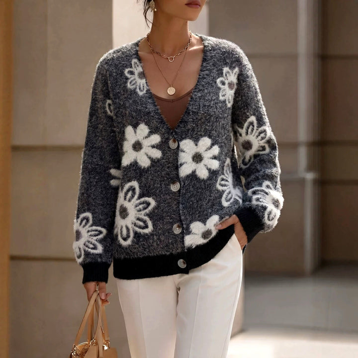 Micah - Women's Floral V-Neck Knit Cardigan 7