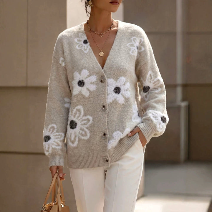 Micah - Women's Floral V-Neck Knit Cardigan 8