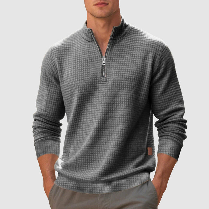Miguel - Men's Waffle-Knit Quarter-Zip Mock Neck Pullover