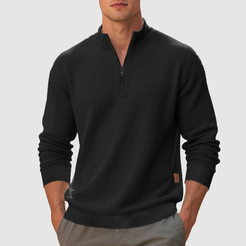 Miguel - Men's Waffle-Knit Quarter-Zip Mock Neck Pullover