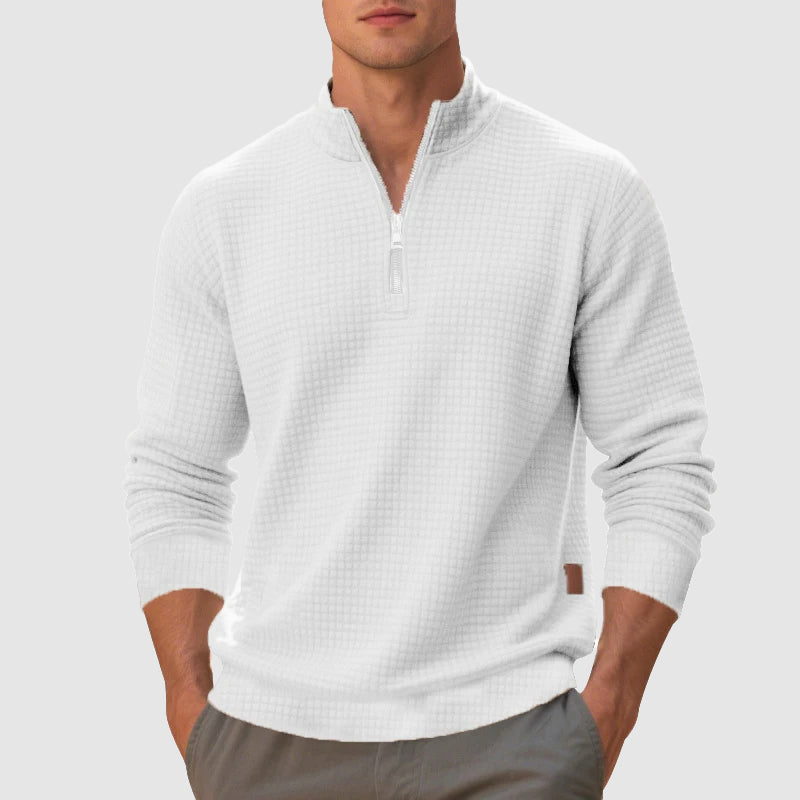 Miguel - Men's Waffle-Knit Quarter-Zip Mock Neck Pullover