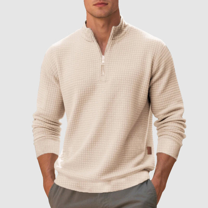 Miguel - Men's Waffle-Knit Quarter-Zip Mock Neck Pullover