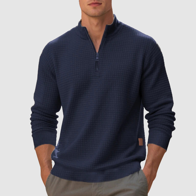 Miguel - Men's Waffle-Knit Quarter-Zip Mock Neck Pullover