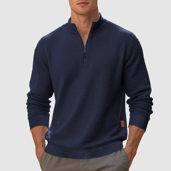 Miguel - Men's Waffle-Knit Quarter-Zip Mock Neck Pullover