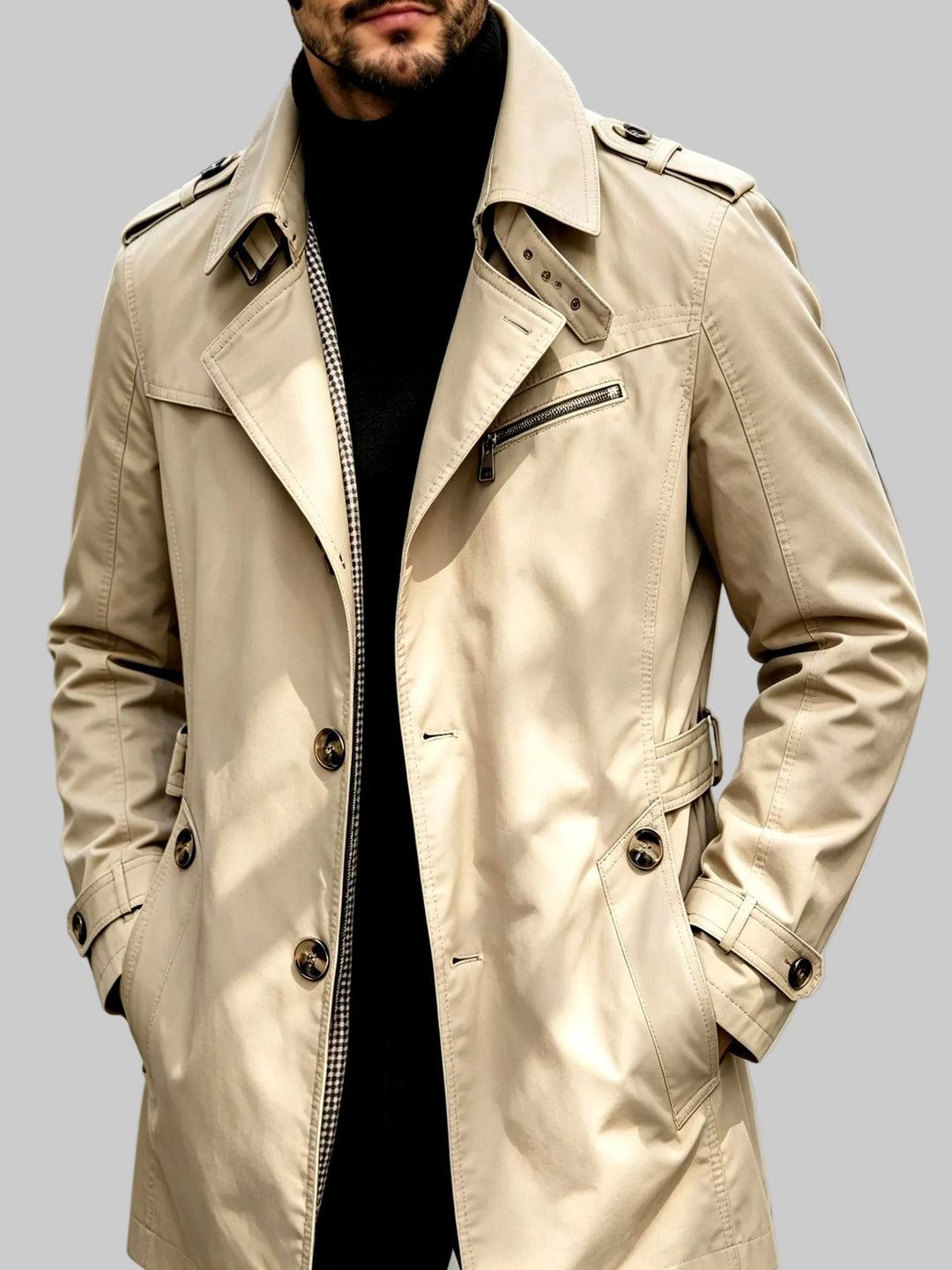 Miguel  - Men’s Double-Breasted Trench Coat 2