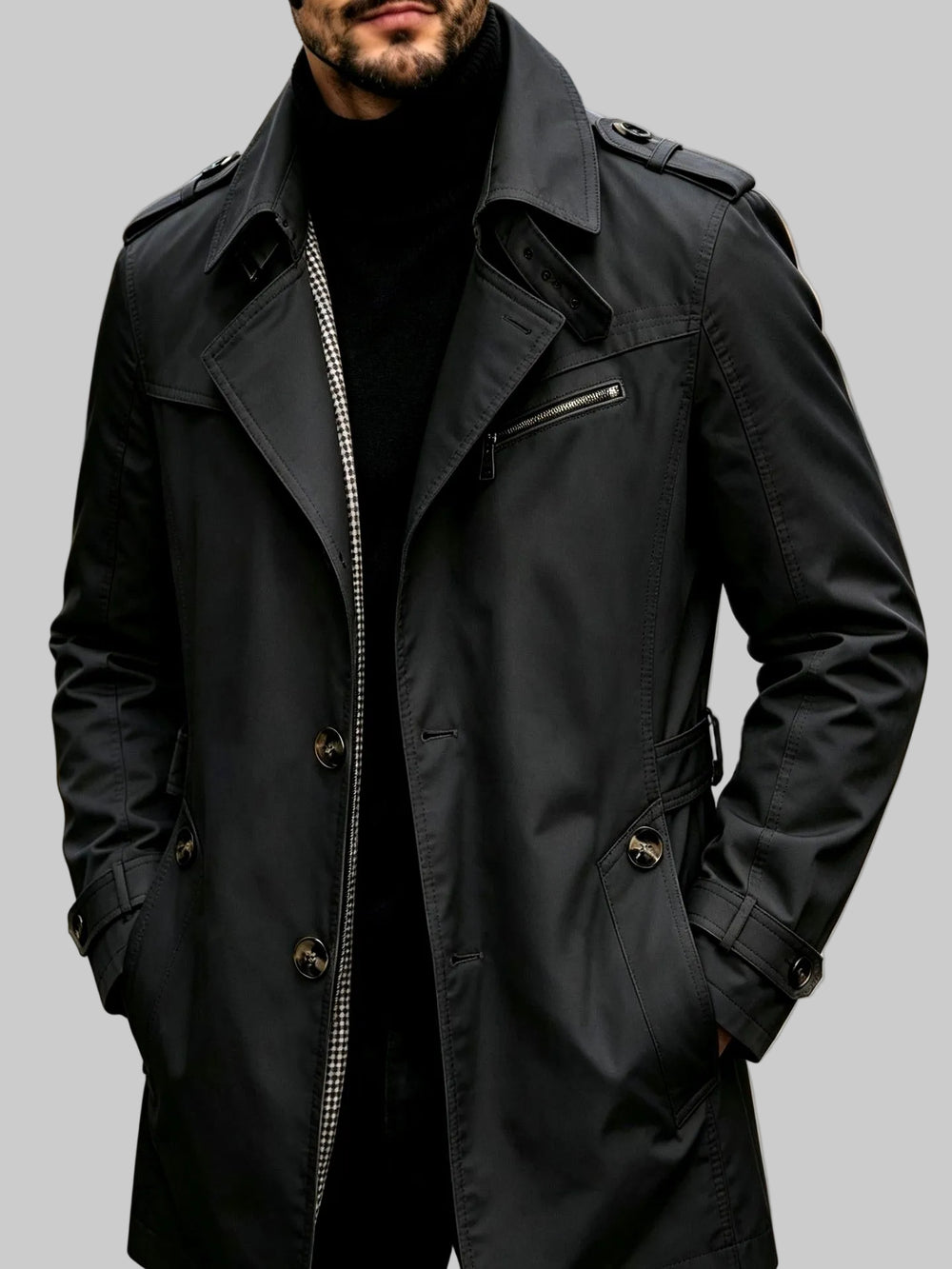 Miguel  - Men’s Double-Breasted Trench Coat 3