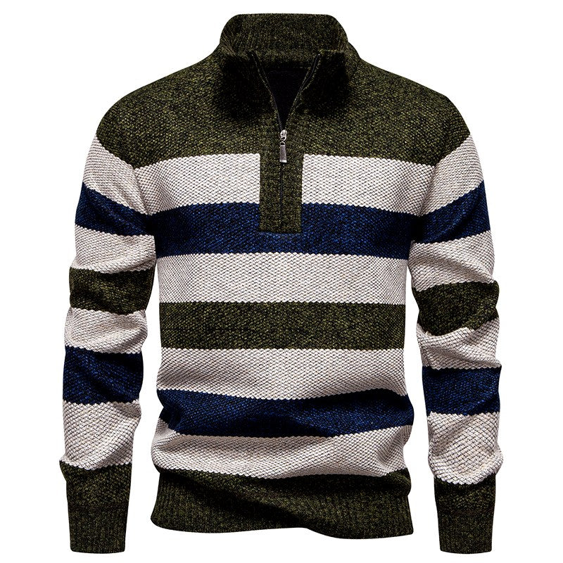 Mitchell - Men’s Color Block Stripe Pullover with Zip Neckline 3