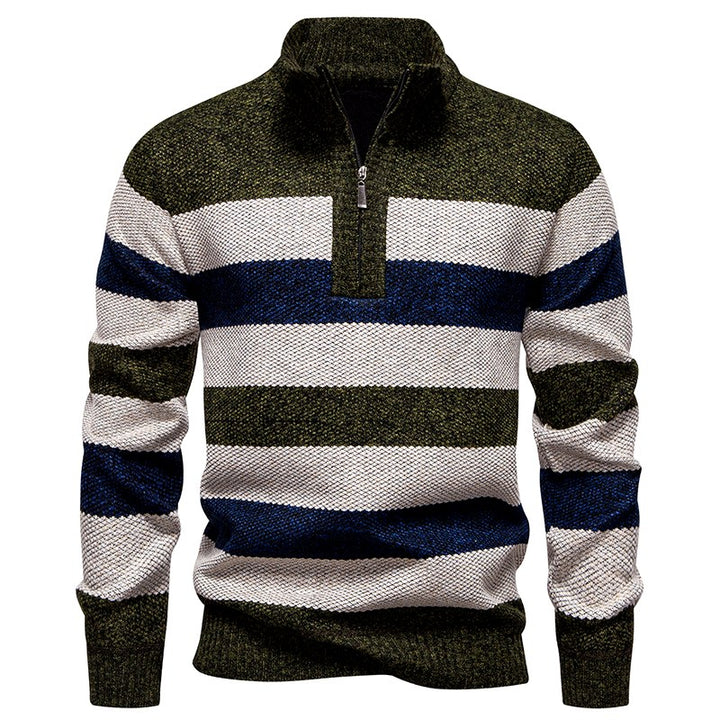 Mitchell - Men’s Color Block Stripe Pullover with Zip Neckline 3