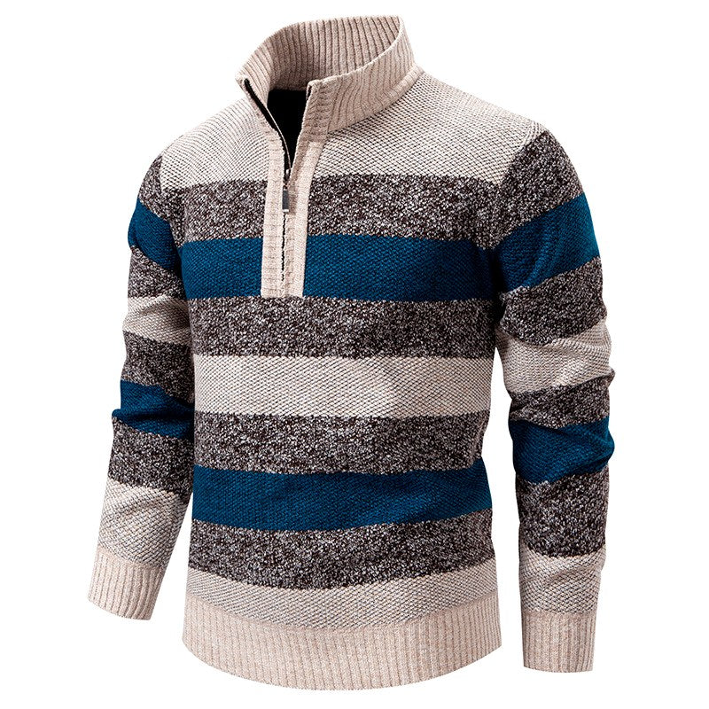 Mitchell - Men’s Color Block Stripe Pullover with Zip Neckline 5