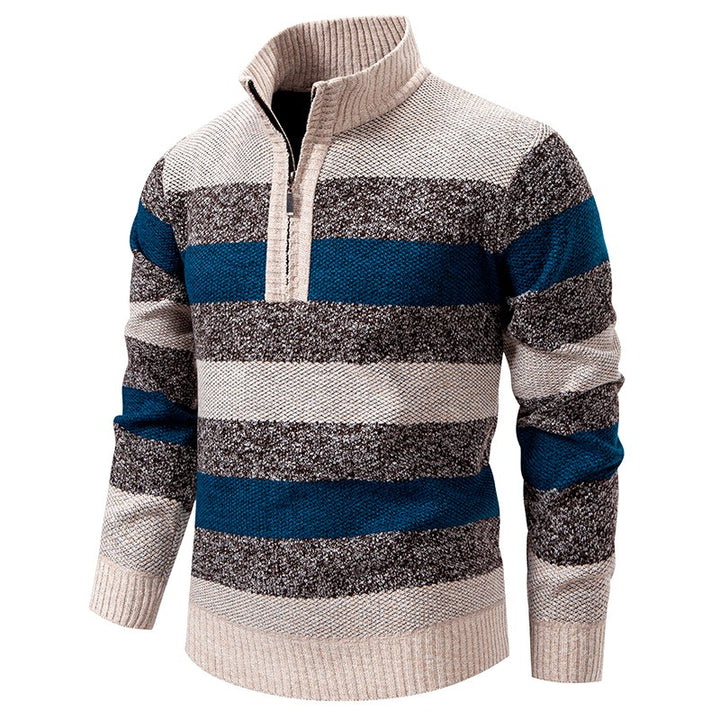 Mitchell - Men’s Color Block Stripe Pullover with Zip Neckline 5