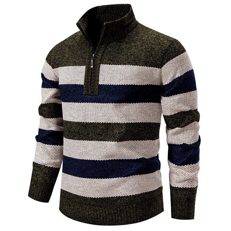 Mitchell - Men’s Color Block Stripe Pullover with Zip Neckline 6