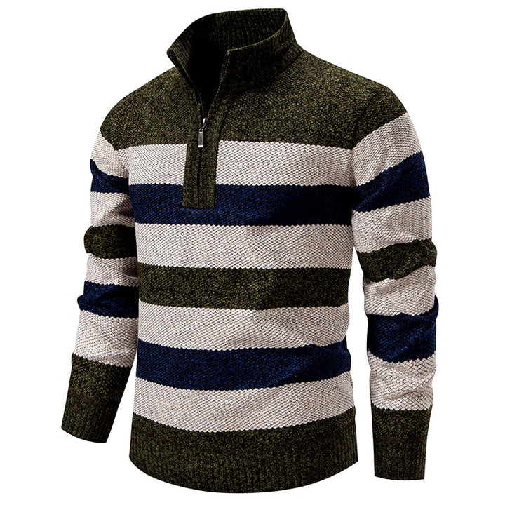 Mitchell - Men’s Color Block Stripe Pullover with Zip Neckline 6