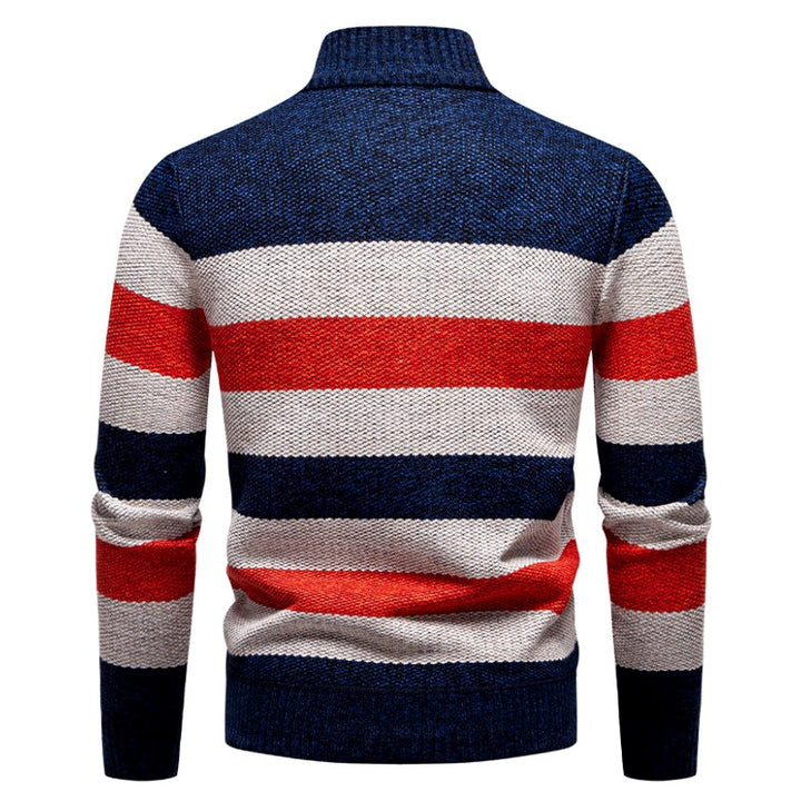 Mitchell - Men’s Color Block Stripe Pullover with Zip Neckline 8