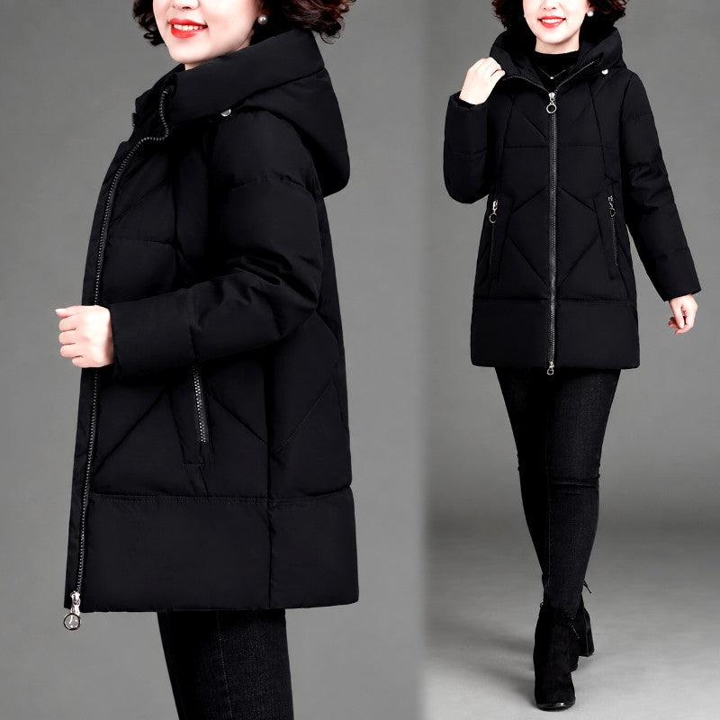 Miya - Women's Chevron Panel Hooded Winter Coat 6