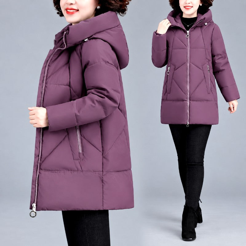 Miya - Women's Chevron Panel Hooded Winter Coat 8