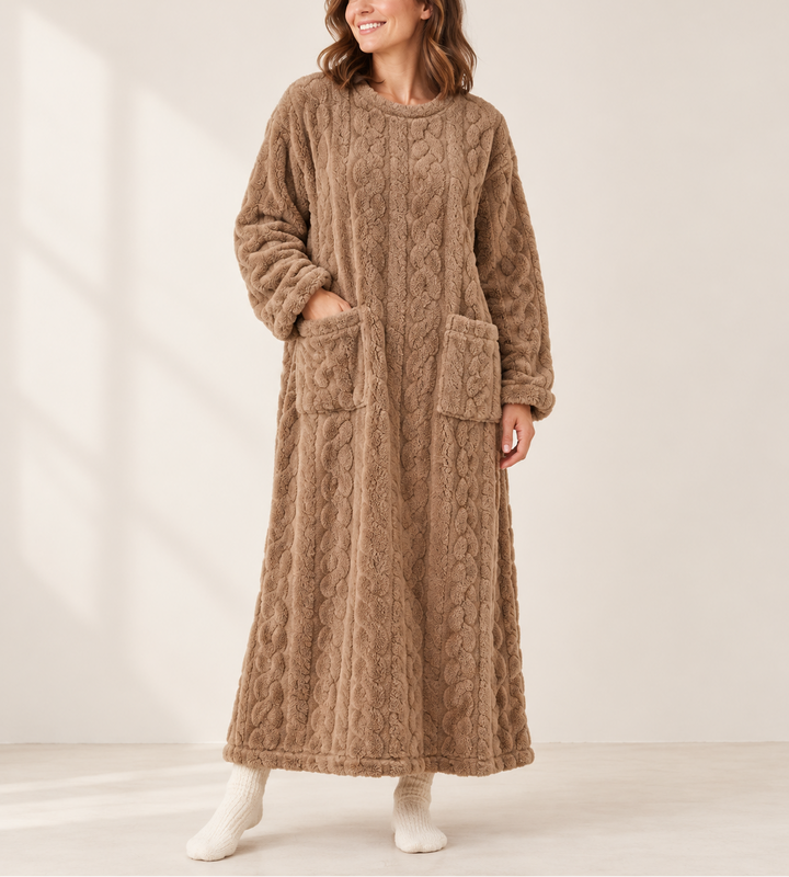 Natalie - Women's Cable-Knit Fleece Wrap Robe