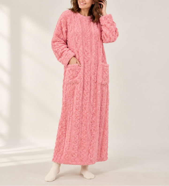 Natalie - Women's Cable-Knit Fleece Wrap Robe