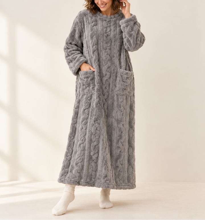 Natalie - Women's Cable-Knit Fleece Wrap Robe