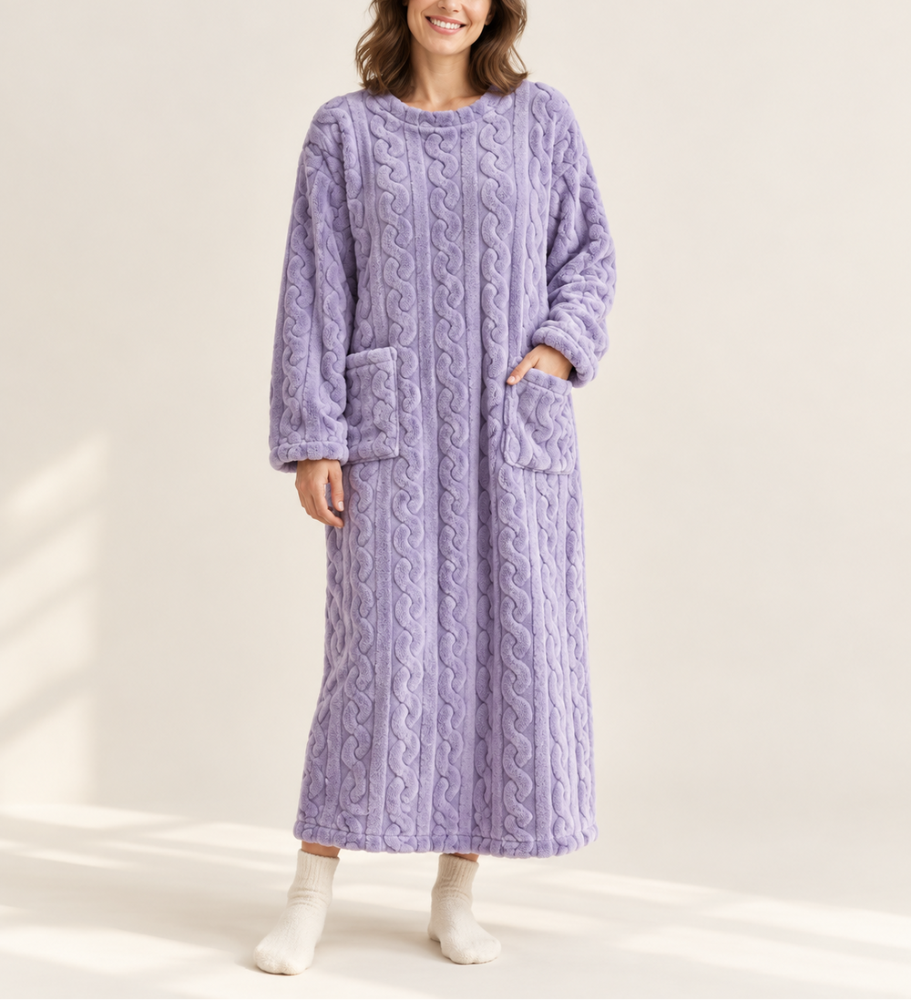 Natalie - Women's Cable-Knit Fleece Wrap Robe
