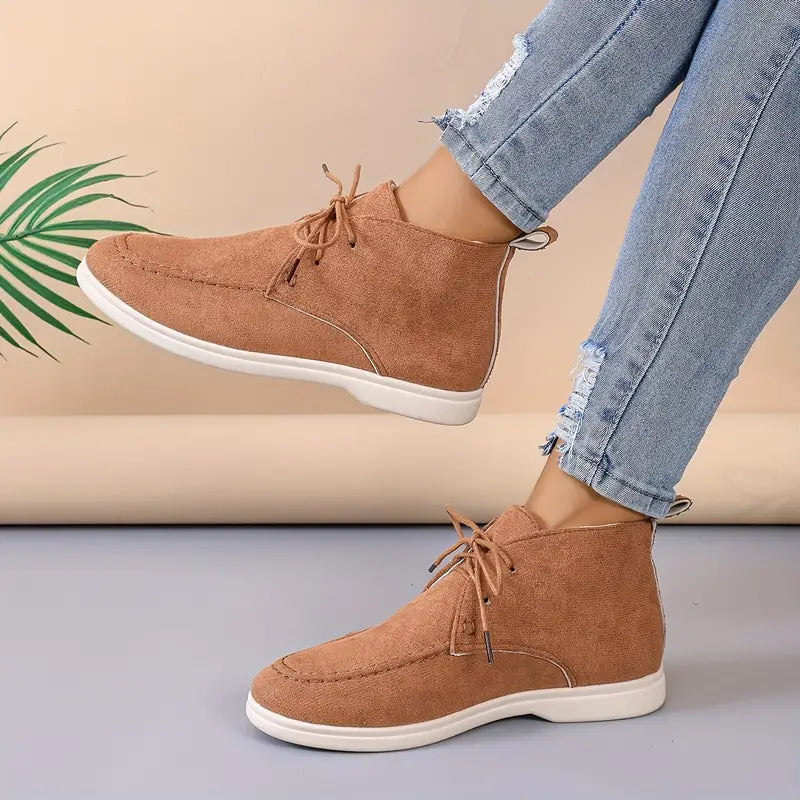 Natalie - Women's Laced Up Suede Ankle Boots