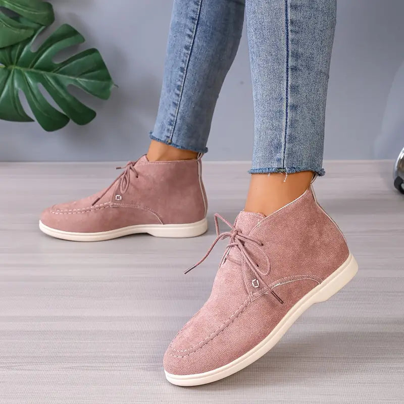 Natalie - Women's Laced Up Suede Ankle Boots
