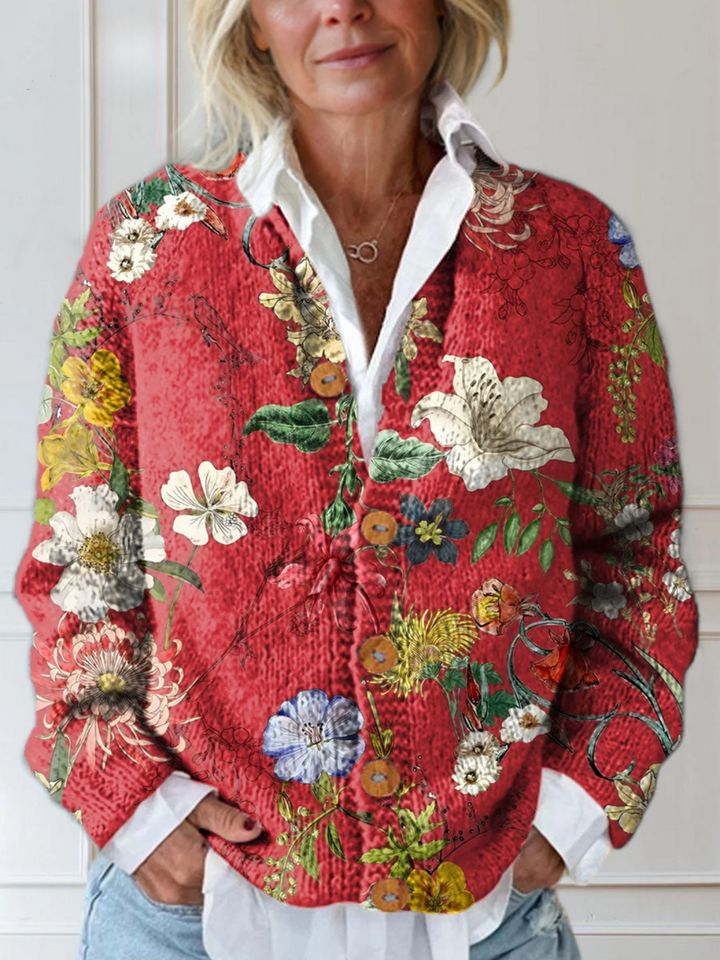 Natasha - Women's Floral Knit Cardigan