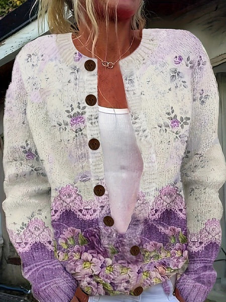 Natasha - Women's Floral Knit Cardigan