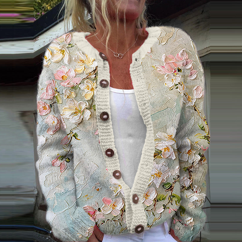 Natasha - Women's Floral Knit Cardigan