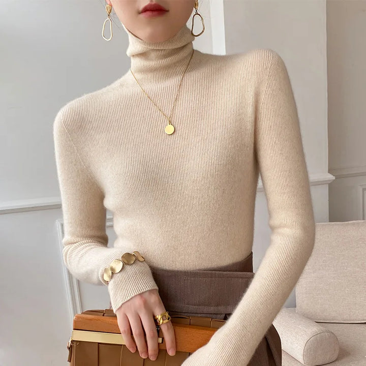 Natasha - Women's Ribbed Cashmere Turtleneck