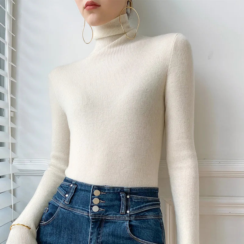 Natasha - Women's Ribbed Cashmere Turtleneck