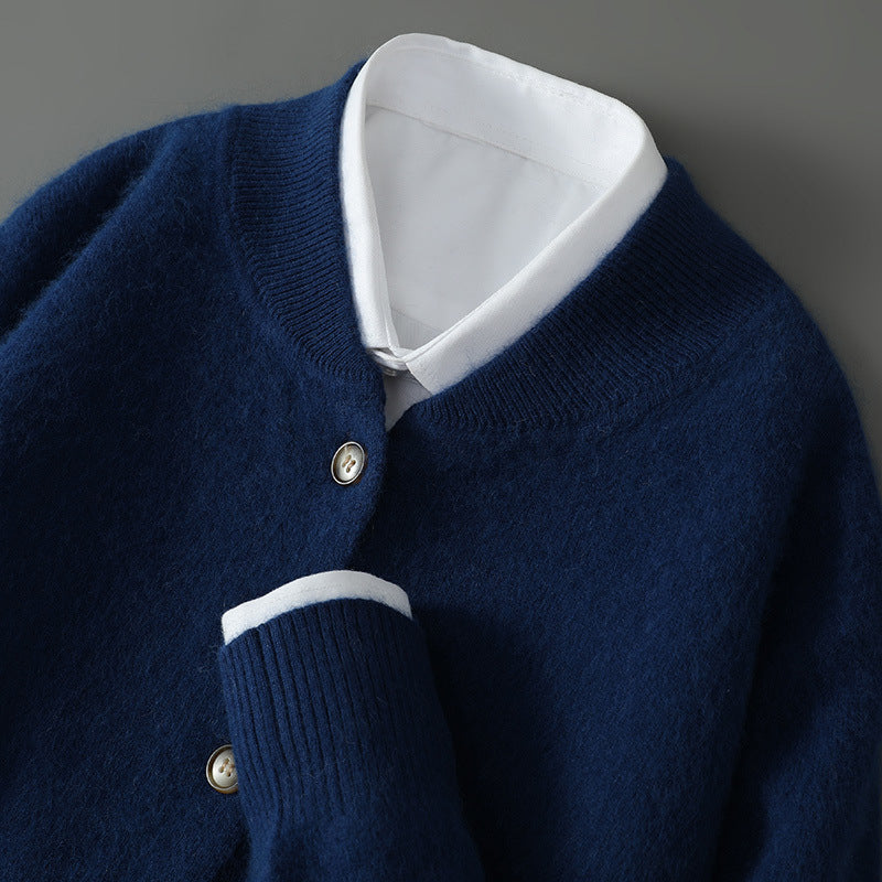 Nathaniel - Men's Cashmere Button-Front Cardigan with Ribbed Cuffs