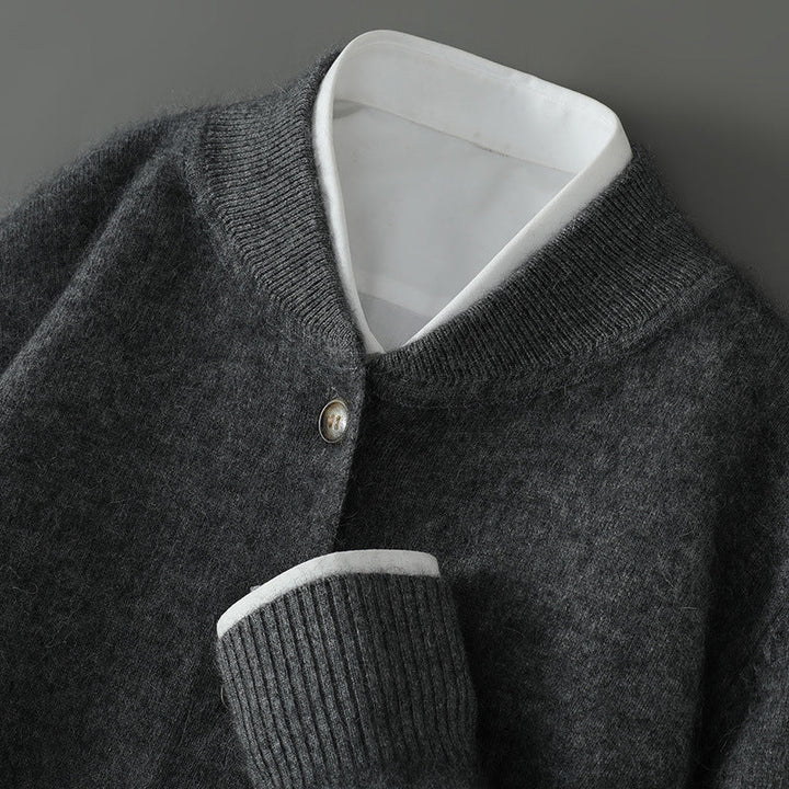 Nathaniel - Men's Cashmere Button-Front Cardigan with Ribbed Cuffs