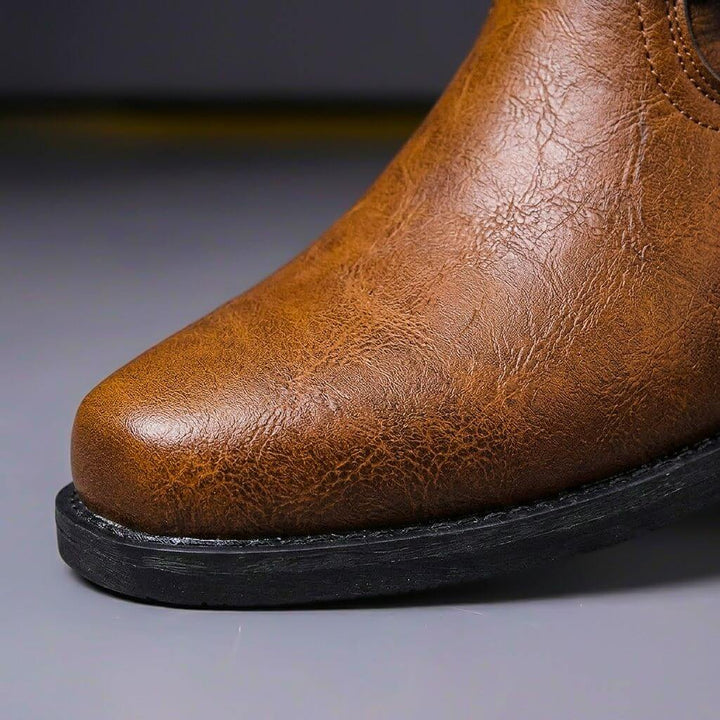Nathaniel - Men's Genuine Leather Harness-Strap Ankle Boots