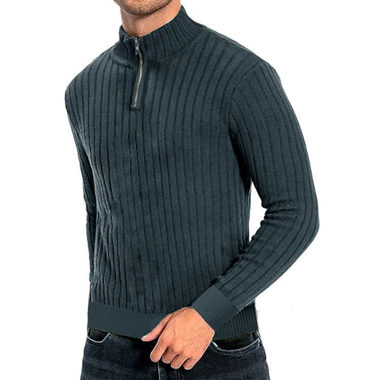 Nathaniel - Men's Quarter-Zip Ribbed Knit Sweater 2