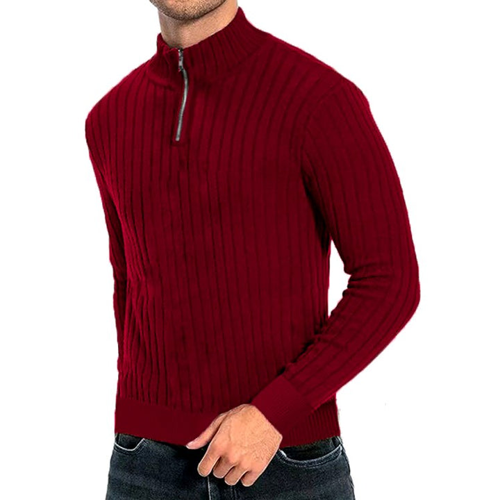 Nathaniel - Men's Quarter-Zip Ribbed Knit Sweater 3