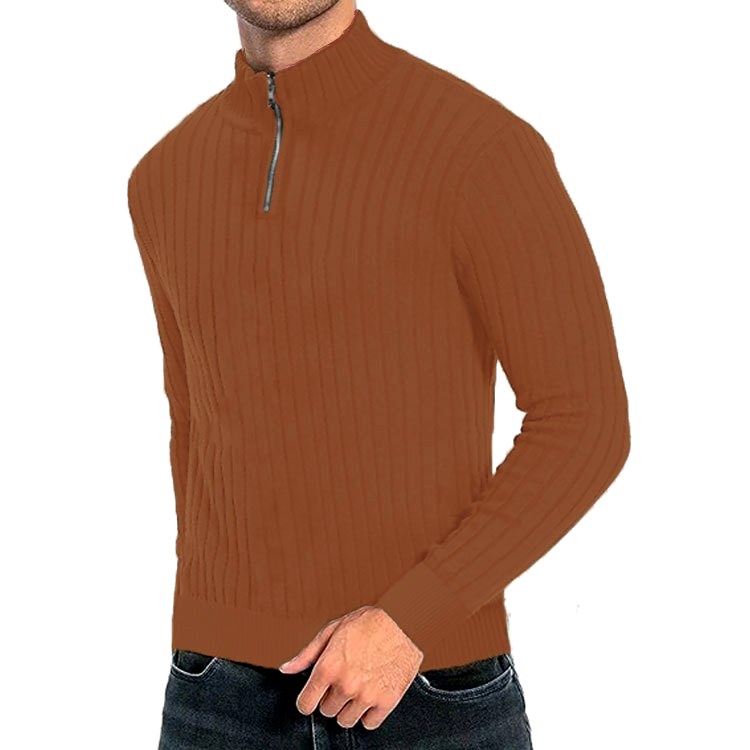 Nathaniel - Men's Quarter-Zip Ribbed Knit Sweater 4