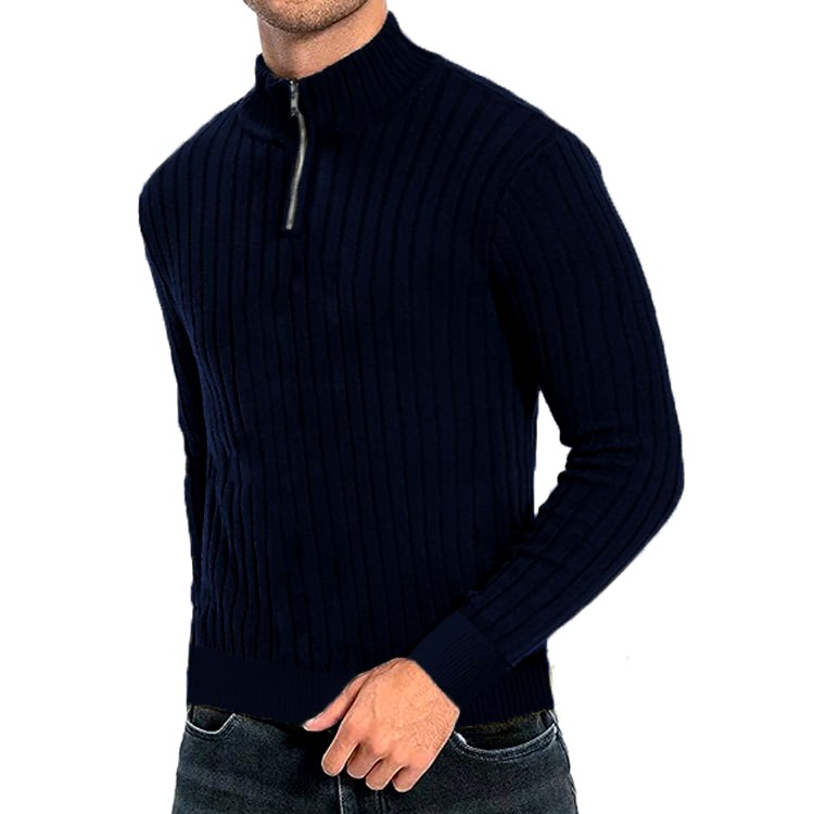 Nathaniel - Men's Quarter-Zip Ribbed Knit Sweater 5