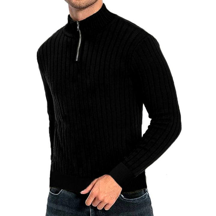 Nathaniel - Men's Quarter-Zip Ribbed Knit Sweater 6