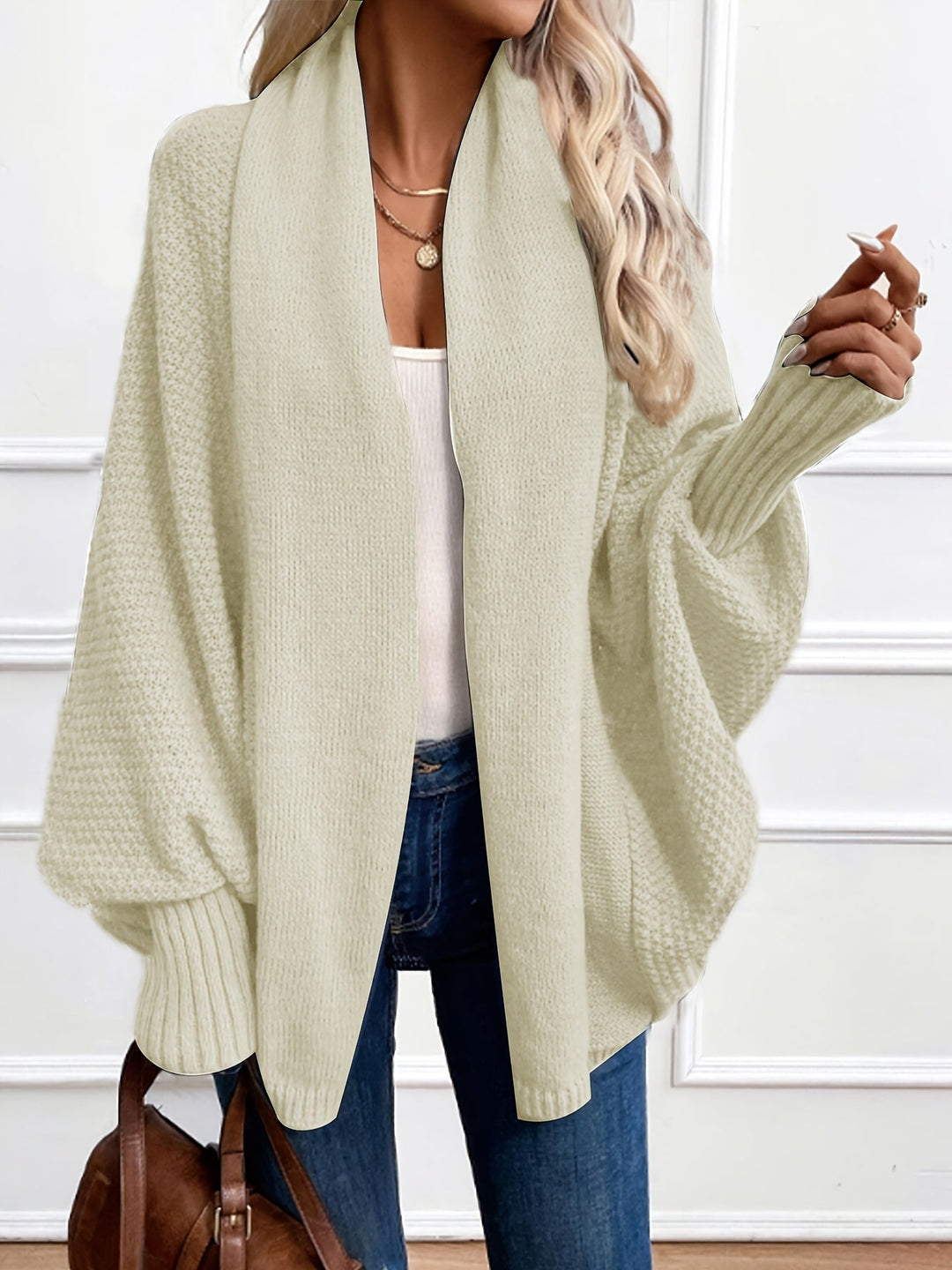 Nellie - Women's Puffed-Sleeve Open Cardigan