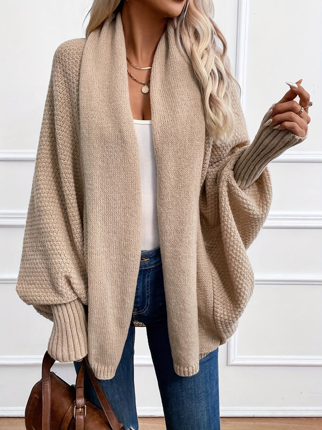 Nellie - Women's Puffed-Sleeve Open Cardigan