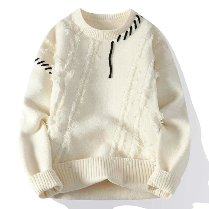 Nelson - Men's Ripped Patchwork Crewneck Sweater